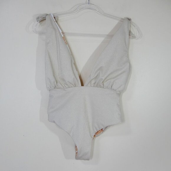 Maaji Nacar Plunge One Piece SWIMSUIT Size 2XL Reversible Gold Metallic - Picture 7 of 13